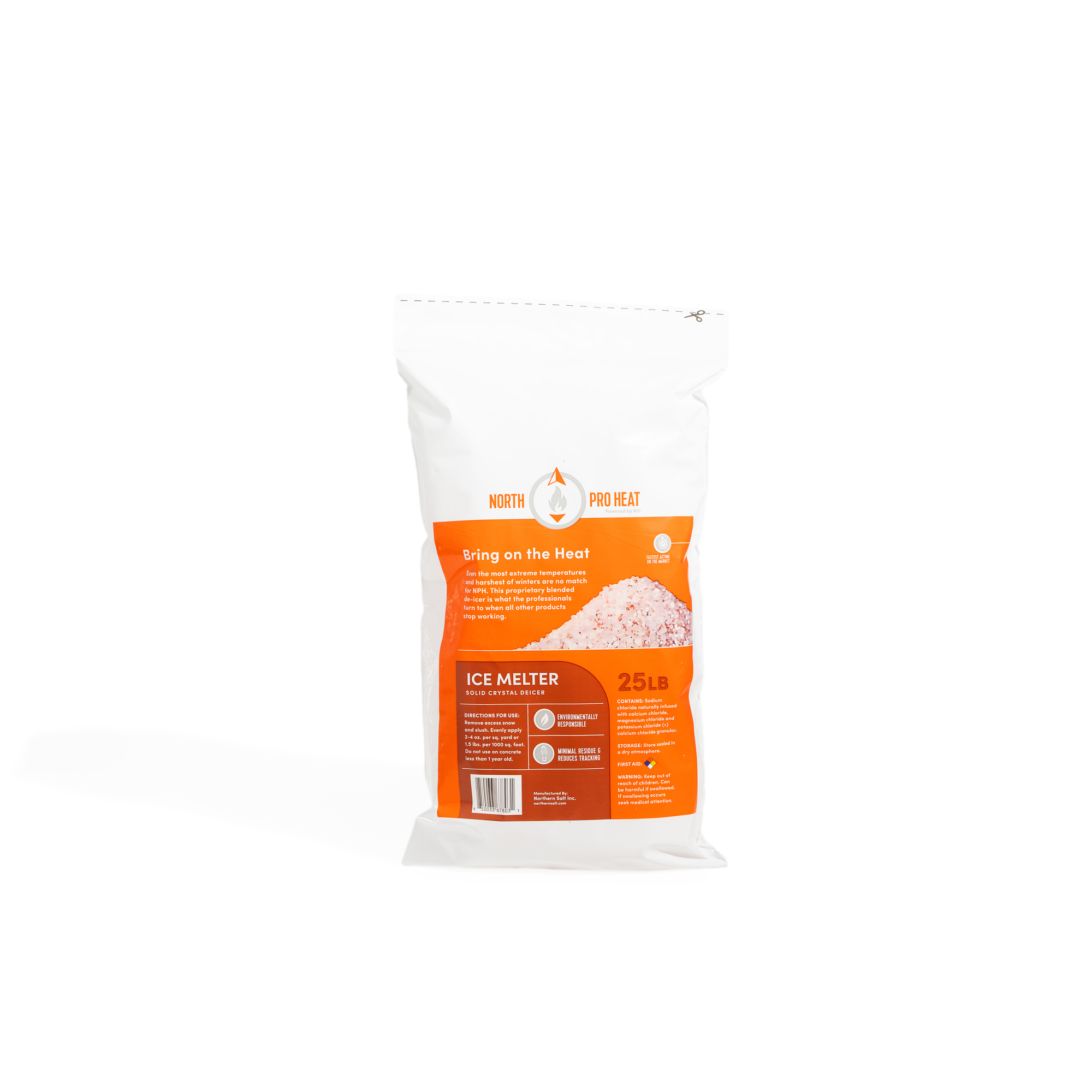 Northern Salt, North Pro Heat Ice Melt Driveway Salt 25 lb Bag, Product Form Granules, Model# 98106629